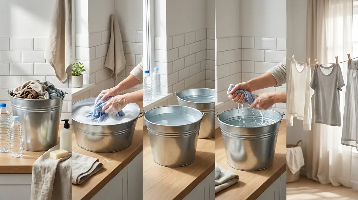 断水中の洗濯どうする?②バケツで手洗いする【5ステップ】